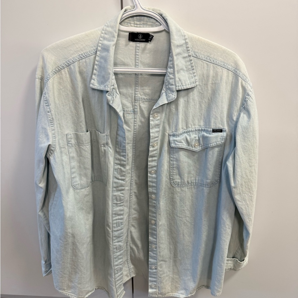 Volcom Pale Blue Denim Button-Up Shirt Jacket